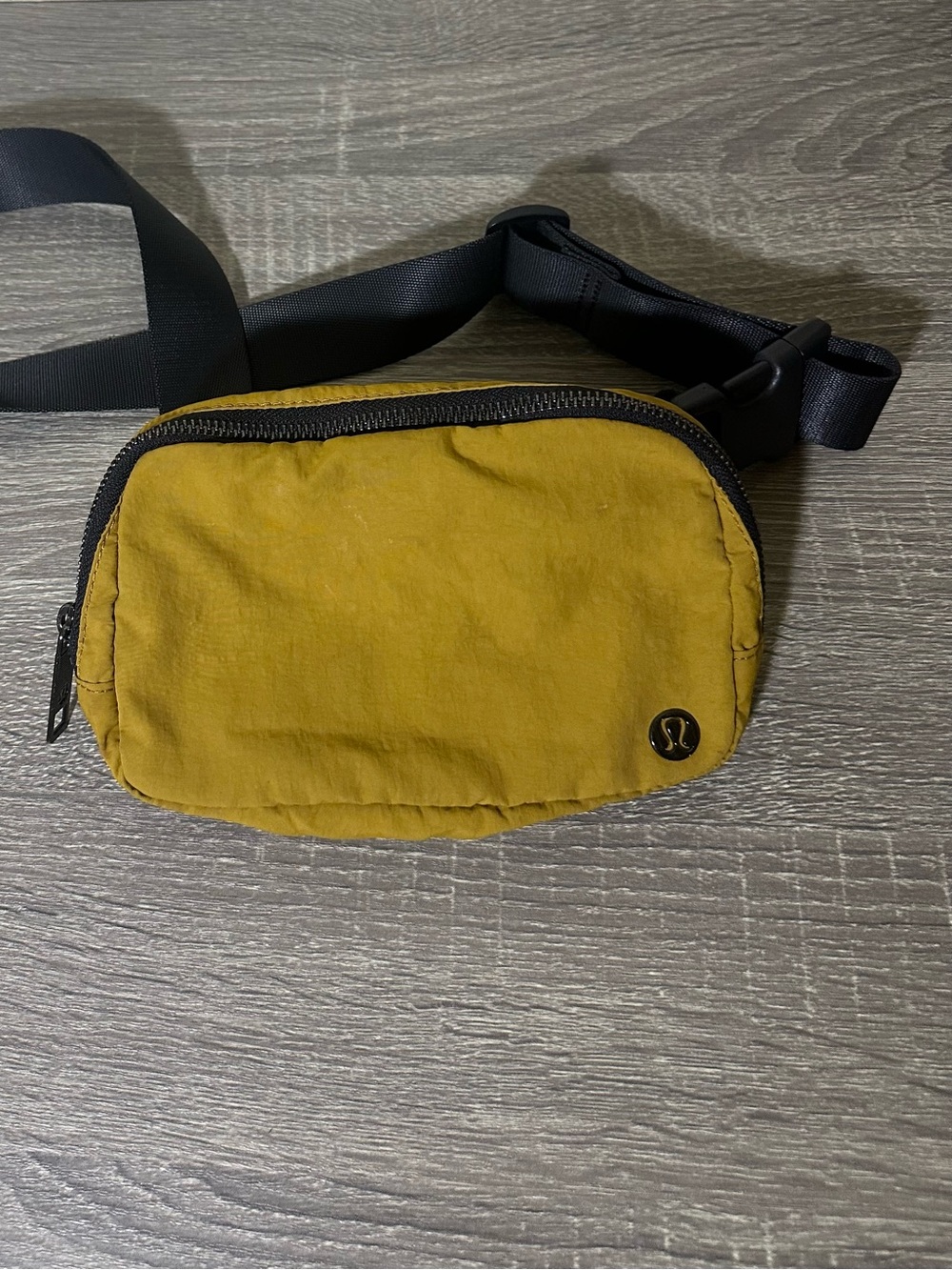 lululemon athletica unisex Mustard Yellow Belt Bag with Black strap